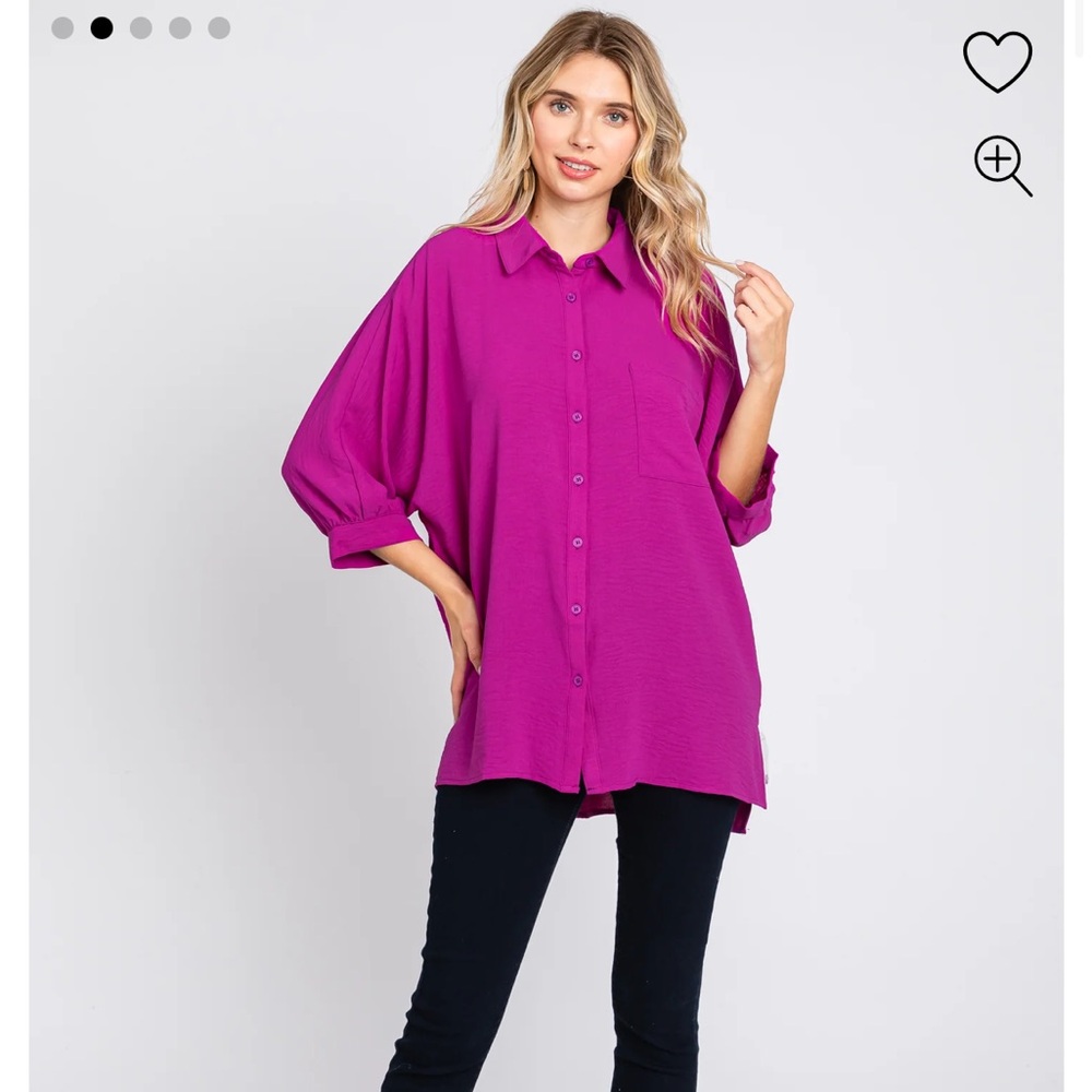 Maternity Pinkblush Magenta Oversized 3/4 Sleeve Blouse